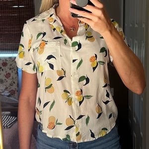 Lemon print button up